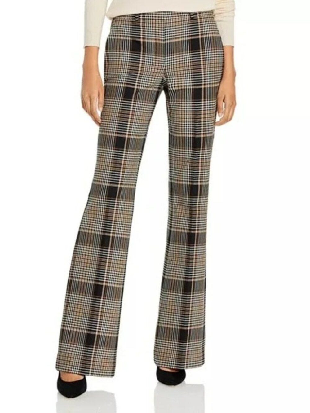 NWT Theory Demitria 4 Plaid Flare Pants‎ Becket Portland Wool Blend Size 6 $355